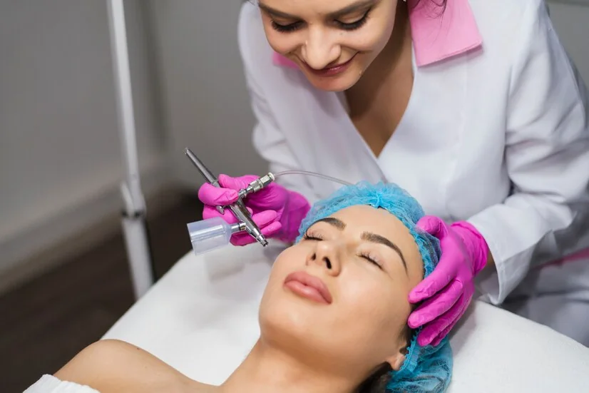 A client receiving a facial treatment at the clinic